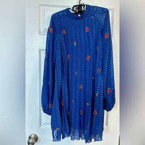 ASOS Maternity Royal Blue Mini Dress with Red Floral Embroidery